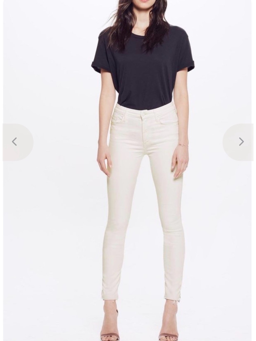 MOTHER Denim Skinny High-Rise Jeans in Off-White NWT
